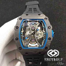 Luxury Mens Mechanicsl Watches Engrwolf Watch Rm53-01 Series 2824 Automatic Mechanical Carbon Fiber Black Tape Men Top Quality Wristwatchss