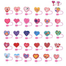 animals love heart silicone straw toppers accessories cover charms Reusable Splash Proof drinking dust plug decorative 8mm/10mm straw party