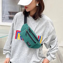 Corduroy Womens Waist Bag Small Canvas Ladies Casual Shoulder Crossbody Bags Fashion Fanny Pack Female Solid Color Chest 240326