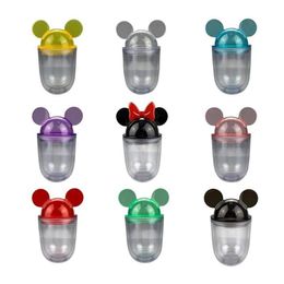 9 Colours Small 12oz Acrylic Mouse Ear Tumblers with Straw Clear Plastic Dome Lid Tumbler for Kids Children Parties Double Walled 2456