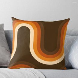 Pillow 70s Pattern Orange And Brown Waves Throw Ornamental Elastic Cover For Sofa