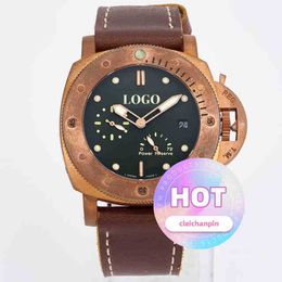 Relógio de designer relógios de luxo para homens relógio de pulso mecânico movimento luminoso 47mm bronze pam designerpaner relógio liu ooxv