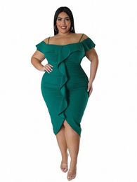 wmstar Plus Size Dres Women New In Summer Clothes Tank Off Shoulder Sexy Ruffles Bodyc Maxi Dr Wholesale Dropship l46F#