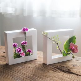 Vases Photo Frame Flower Pot Living Room Wall Hanging Desktop Japanese Ikebana Plastic Plant Arrangement Tools