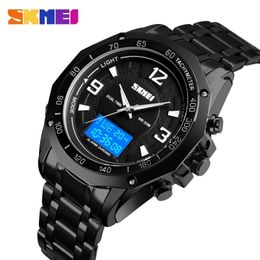 SKMEI Fashion Sport Watch Men Digital Wristwatches Dual Display Waterproof Luminous Silver Black Colors relogio masculino 1504259m