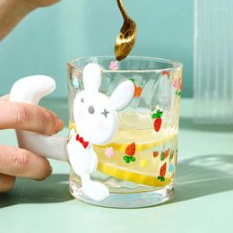 Wine Glasses Cup Handle Beautiful Embossed Cute Glass Student Children's Fashion Type Drinking Mug Drinkware