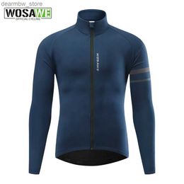 Cycling Jackets WOSAWE MensThermal Winter Cycling Jacket Fleece Lining Long Sleeve Jersey Windproof Running Riding Ciclismo Cycling Clothing24329