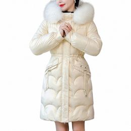 women Winter Cott Coat Thickened Padded Faux Fur Hood Winter Outerwear Smooth Slim Fit Windproof Mid Length Hooded Down Coat V3Sk#