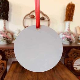 Party Decoration Christmas Decorations Gloss White Sublimation Blank MDF Board Sheet Round Shape Pendant