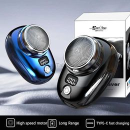 Electric Shavers Mini Electric Razor Shaver for Men Vehicle Mounted Shave with Digital Display Cordless Travel Pocket Shaver Face Beard Trimmer 240329