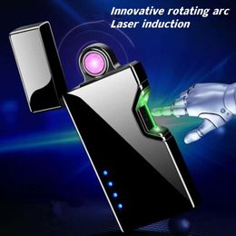 New Pulse Plasma Dual Arc USB Charging Electric Portable Windproof Metal Lighter Outdoor Camp Personalised Customised Men's Gift