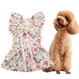 Dog Apparel Summer Cute Pet Clothes Pink Plaid Rose Bubble Skirt Lace Short Princess Dress For Small And Medium Bichon Yorkshire