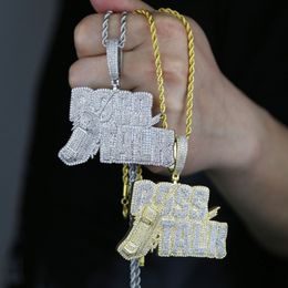 Hip Hop Penant Necklace Iced Out Bling 5A Cubic Zircon Initial Rock Punk Letter Ross Talk Cellular Phone Pendant Necklaces Jewelry235d