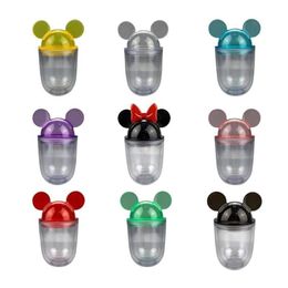 9 Colors Small 12oz Acrylic Mouse Ear Tumblers with Straw Clear Plastic Dome Lid Tumbler for Kids Children Parties Double Walled 238m
