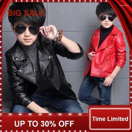 Jackets 2024 Boys Faux Leather European And American Style Children Fashion Coats Girls Outerwear Spring & Autumn