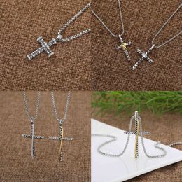 18K Gold Plated 50cm length designer necklace Silver Cross Chain Pendant necklaces designers Classic Fashion Girl Women Fine luxur342b