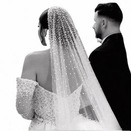 3m Pearls Wedding Veil Tulle 1T Bridal Veil Elegant Luxurious Beaded Bride Veil Lg Bridal Party Veils With Comb x6Bx#