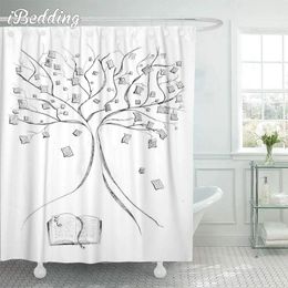 Shower Curtains Minimalist White Background Curtain 3D Printed Cartoon Waterproof With Hooks Bath For Decoration
