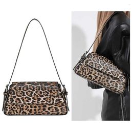 Shoulder Bags PU Leather Stylish Bag Large Capacity Women Chic Sling Purses Solid Color Leopard Print Fashion Handbag Y2K Travel