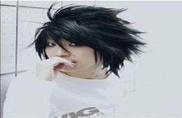 100 Brand New High Quality Fashion Picture full lace wigsgt Sell Popular Death Note L Black Short Stylish Anime Cosplay Wig7338320