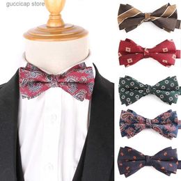 Bow Ties Fashion Striped Bow ties For Men Women Floral Bow tie For Groom Shirt Bow knot Adjustable Adult Bowties Cravat Groomsmen Bowtie Y240326