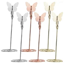 Frames 6 Pcs Butterfly Note Holder Picture Business Card Clip Holders For Centrepieces Metal Place Table Setting Office
