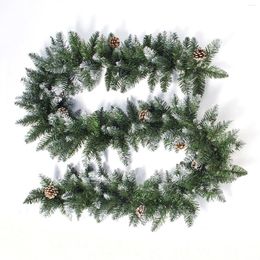 Decorative Flowers Christmas Garland Snow Flocked Garlands Decoration Green Xmas Festive Wreath With Berries Pinecones Window Suction Cups