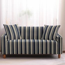 Chair Covers Fashion Simple European And American Navy Blue Yellow Stripes Sofa Cover Slipcover Decor Polyester Non Slip For Adult Gift