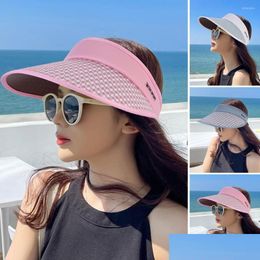 Cycling Caps Masks Breathable Women Sun Hat Empty Top Adjustable Summer Long Brim Anti-Deformed Face Protection Outdoor Travel Headwea Otwtr