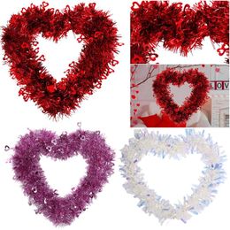 Decorative Flowers 30cm Heart-Shaped Garland Creative Heart Ornament PET Pendants Valentine Day Decoration