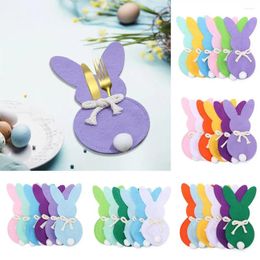 Table Mats 6 Pcs Easter Felt Cutlery Holder Bag Non-Woven Fabric Spoon Fork Cover Happy Party Tableware Decoration