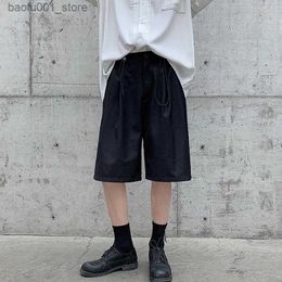 Men's Shorts Summer Relaxation and Leisure 5 Point Korean Elastic Straight Pipe Set Design Sensory Retro Shorts Trendy Mens Wear Q240329