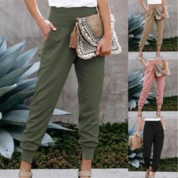 Women's Pants Women Leggings Pockets Trousers Solid Colour Ankle Tied Cropped