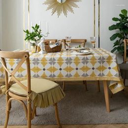 Table Cloth Nordic Style Fashion Soft Tablecloth Cotton Linen Blended Printing Household Dining Coffee Hemming Design