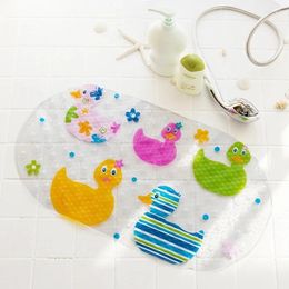 Bath Mats Cute Cartoon Anti-Slip PVC With Sucker 38cm 69cm Bathroom Multi-Color Carpet Bathtub Non-Slip Shower Soft Massage Pad