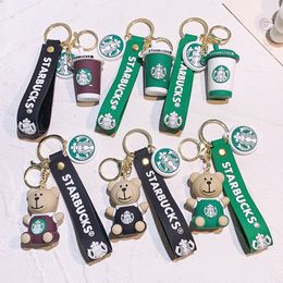 Designer key chain woman Luxury keychain accessories Starbucks Milk tea Cup Key chain rings Cartoon car pendant Action figure accessories Cute bag keychain