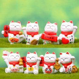 PVC Mini Cute Rich Cat Figurine 3D Miniature Micro Landscape Home Cake Decoration Small Car Ornament