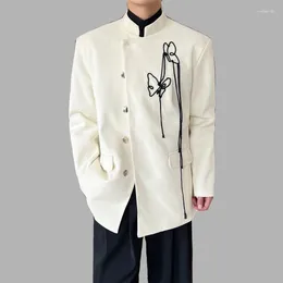 Men's Suits Vintage Men Blazers Special Rope Embroidery Stand Collar Coats Long Sleeve Streetwear Chinese Style Zhongshan