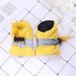 Dog Apparel Rain Booties 4pcs Waterproof Winter Plush Snow Anti- Shoes For Small Medium Dogs ( Yellow Size7 )