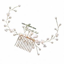 gold Tiara Hair Combs Pearls Hair Accories For Party Handmade Women Headbands Hair Ornaments Fi Jewelry F2jL#