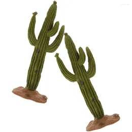 Decorative Flowers 2 Pcs Cactus Model Artificial Plants Craft Figurines Miniature Adornment Statue Tiny Pvc Office Decor Miniatures House