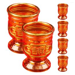 Disposable Cups Straws 6 Pcs Goblet Desktop Holy Cup Drinking Glasses Container Supplies Plastic Small For Offering