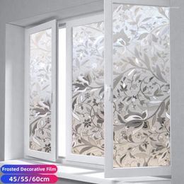 Window Stickers Tulip Flower Pattern Privacy Film 3D Opaque Frosted Static Cling Glass Decorative Sticker Self Adhesive For UV Blocking