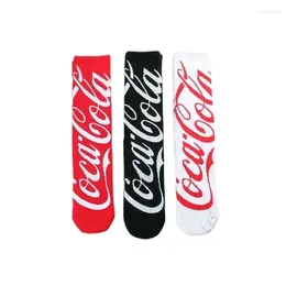 Men's Socks 3Pairs Coke Cartoon Letters Jacquard Internet Red Fashion Versatile Sports And Leisure Tube Young Men Women Sock