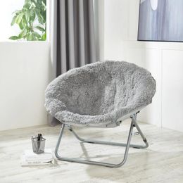 Pillow Urban Shop Mongolian Faux Fur Oversized Moon Chair Silver