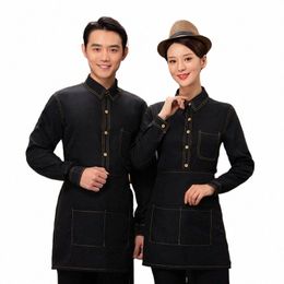 waiter Clothes Autumn and Winter Clothes for Men and Women Shirt Western Food Online Cafe Hot Pot Restaurant Bar Lg-Sleeved Sh 73M2#