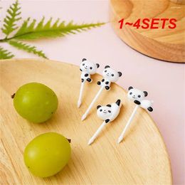 Forks 1-4SETS Fruit Fork Non-toxic Cartoon For Pastries Desserts Children Tableware Animal Stickers