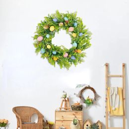 Decorative Flowers 45cm Colorful Easter Egg Wreath Decoration Artificial For Entryway Versatile