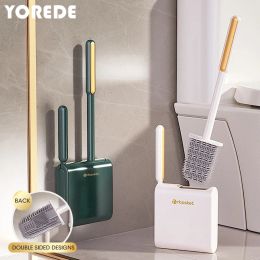 Brushes YOREDE Silicone Toilet Brush Wall Hanging WC Cleaner Brush With TPR Brush For Home Toilet Cleaning Tool Bathroom Accessories Set