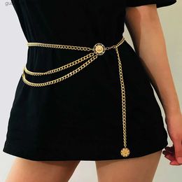 Waist Chain Belts Alloy multi-layer extruded body chain Queens head retro street shooting tight fitting corset chain Y240329